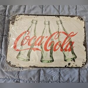 Metal Coca-Cola Sign 15.5" x 10.5" New Glass Bottles Atlanta GA